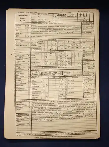 Koloc Werkstoff- Kartei Holz Grundmappe 37 Tafeln Beschreibungen Eigenschaft js