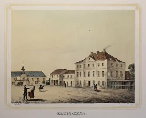 kolorierte Lithografie Kleingera Poenicke Schlösser Rittergüter um 1855 Sachsen