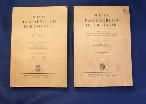 Miehe Taschenbuch der Botanik 2 Bde 1950 Morphologie Anatomie Physiologie js