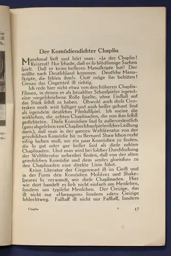 Siemfen Charlie Chaplin eine der 1. deutschen Veröffentl. 1924 Raabe 279 js