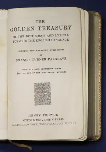 Palgrave The Golden Treasury edler Wildledereinband Rundumgoldschnitt js