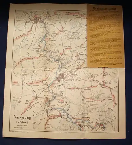 Original Prospekt mit Plan von Frankenberg um 1910 Ortskunde Sachsen js