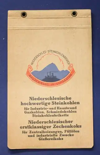 Werbeblock um 1925 Niederschlesische Steinkohlen und Zechenkoks selten js
