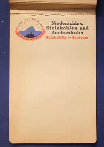 Werbeblock um 1925 Niederschlesische Steinkohlen und Zechenkoks selten js