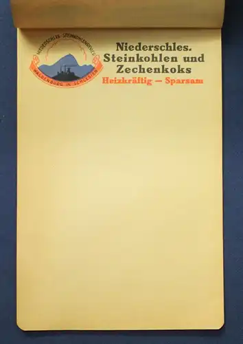 Werbeblock um 1925 Niederschlesische Steinkohlen und Zechenkoks selten js