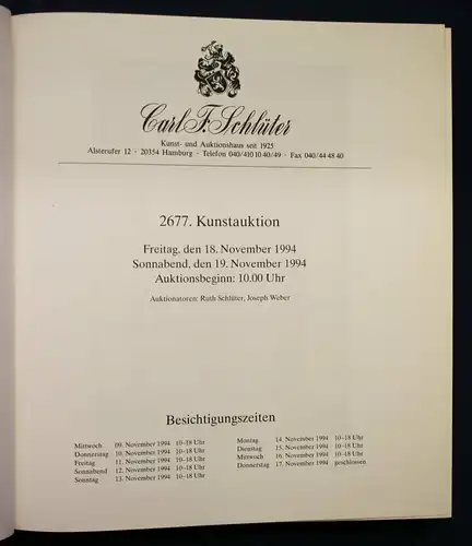 Carl F. Schlüter Original Kunst- und Auktionskatalog 1994 Porzellan Schmuck sf