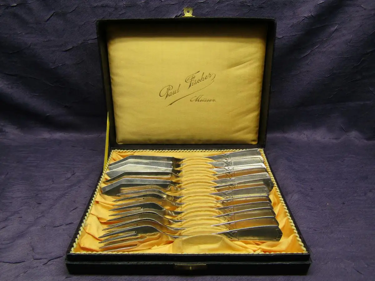 Fischbesteck für 6 Personen Bruckmann Modell 340 1905 Jugendstil sehr selten sf 0