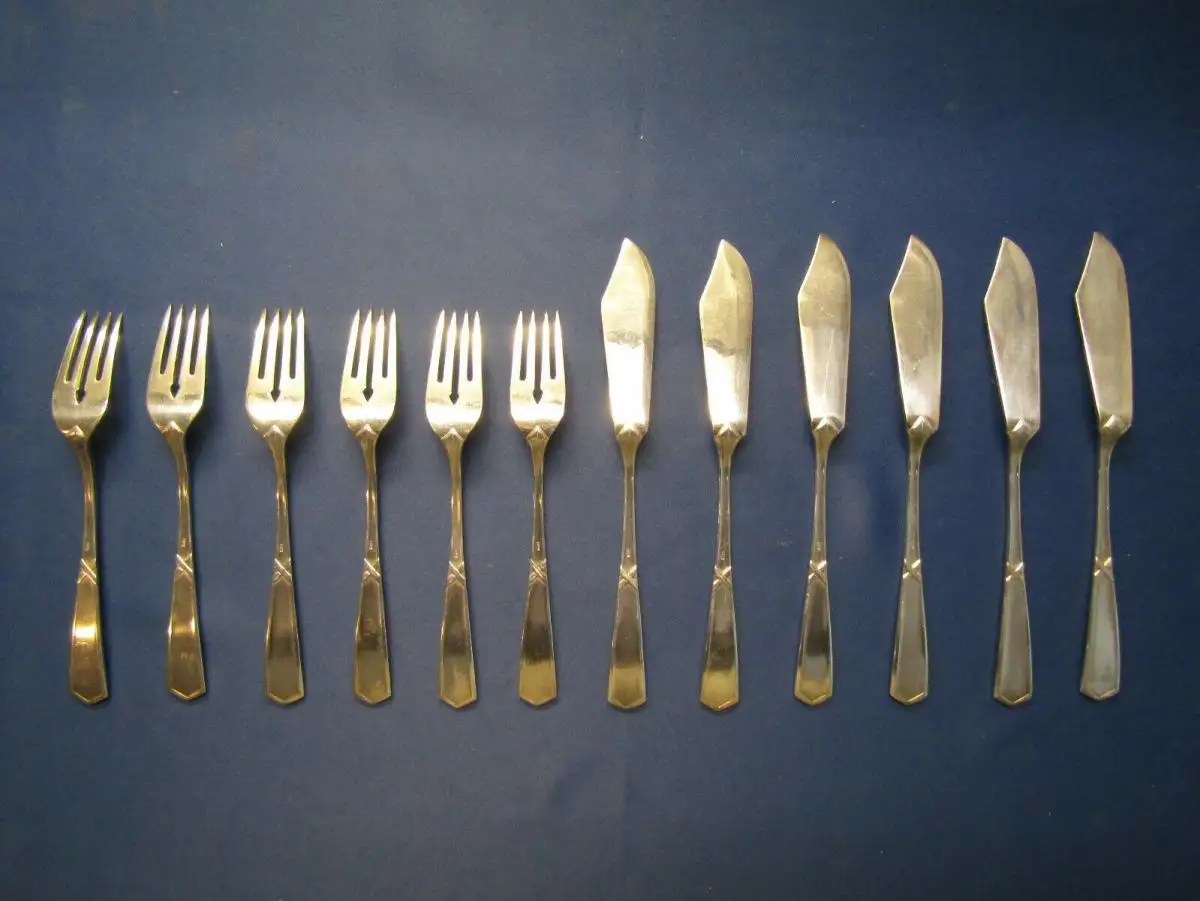 Fischbesteck für 6 Personen Bruckmann Modell 340 1905 Jugendstil sehr selten sf 2