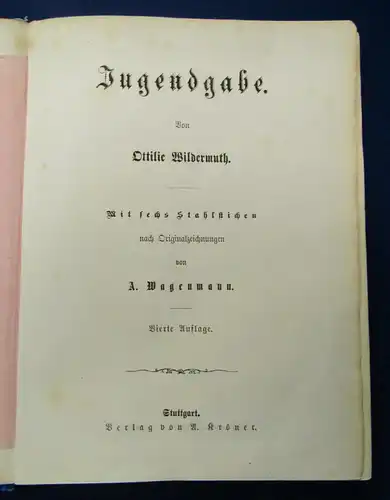 Wildermuth Jugendgabe um 1870 Mit 6 Stahlstichen Geschichten Erzählungen