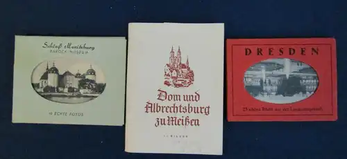3 original Fotobriefchen von Dresden, Schloß Moritzburg, Dom Meißen um 1955 sf