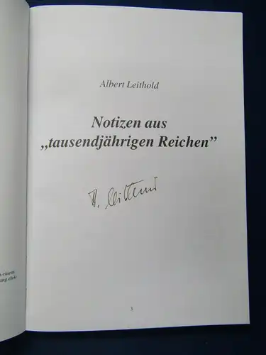 Leithold Notizen aus "tausendjährigen Reichen" 1994 Geschichte Militaria sf