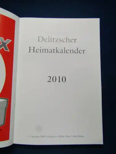 Delitzscher Heimatkalender 09/10 2 Sück 2008/2009 Geschichte Sachsen Saxonica sf