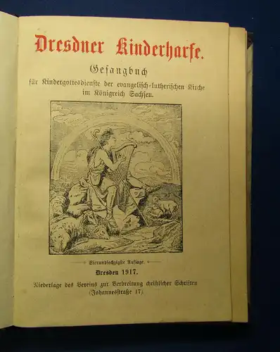 Dresdner Kinderharfe Gesangbuch 1917 Religion Kindergottesdienst Musik sf