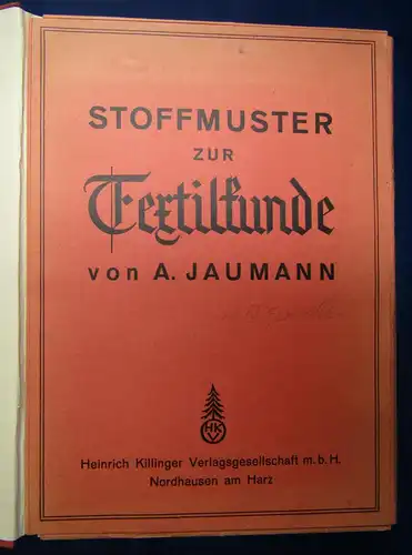 Jaumann Textilkunde 1938 Textilkaufmann Handwerk Technik Textilfaches sf