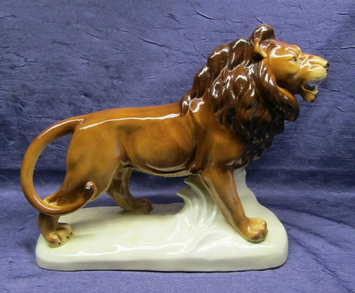 Großer Löwe von GH & Co. Gräfenthal Porzellan um 1950 handbemalt sf 0