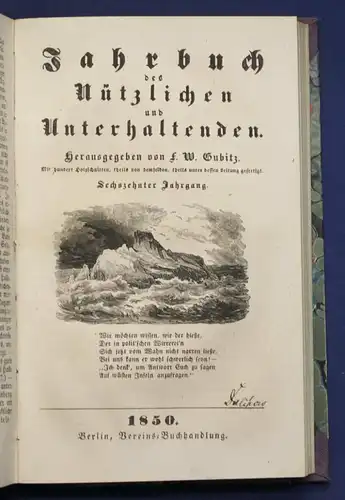 Gubitz Jahrbuch des Nützlichen und Unterhaltenden Jhg 48-50 1848 Geschichte sf
