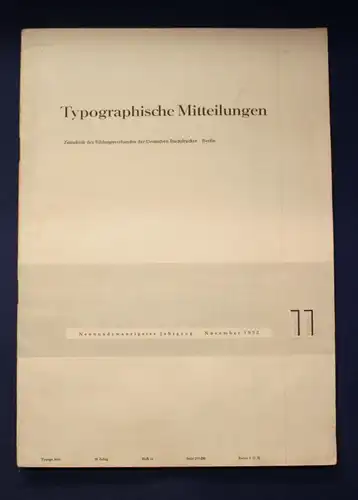 Typographische Mitteilungen 29. Jahrgang 1932 Buchdruckerei Heft 11 Wissen  js