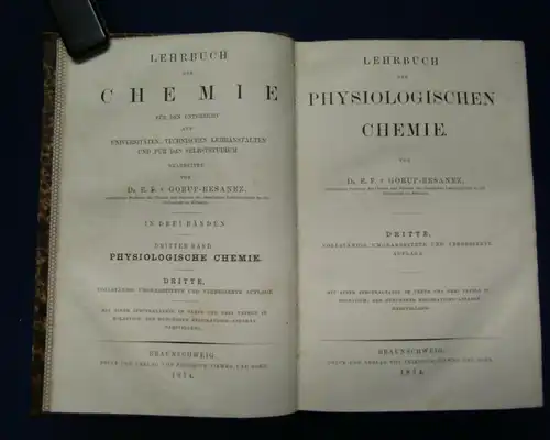 Besanez Lehrbuch der Physiologischen Chemie 1874 Unterricht an Universitäten  js