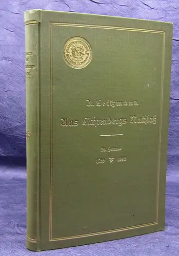 Leitzmann Aus Lichtenbergs Nachlass Aufsätze,Gedichte,Tagebuchblätter 1899 js