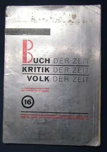 Borchardt Jungbuchhändler-Rundbrief Nr. 16 "Buch der Zeit" 1930 Geschichte sf