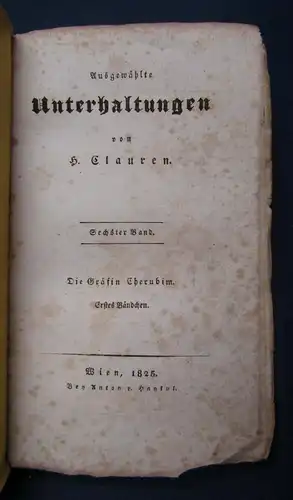 Clauren Ausgewählte Unterhaltungen 6&7. Bd "Die Gräfin Cherubim" 1825 selten sf