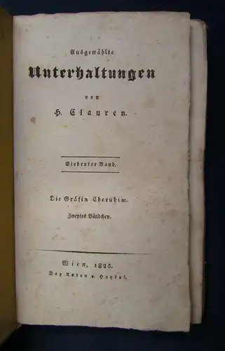 Clauren Ausgewählte Unterhaltungen 6&7. Bd "Die Gräfin Cherubim" 1825 selten sf