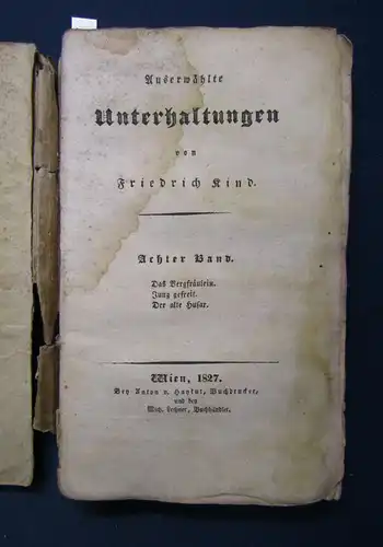 Kind Ausgewählte Unterhaltungen 8. Band "Das Bergfräulein" 1827 Belletristik sf