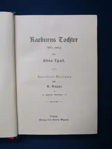 Lyall Raeburns Tochter um 1900 selten Geschichte Gesellschaft Literatur sf