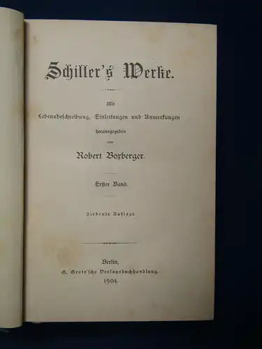 Borberger Schiller's Werke 1904 6 Bände Belletristik Klassiker Weltliteratur sf