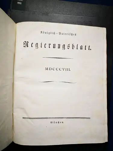 Königlich - Baierisches Regierungsblatt 1808 Geschichte Recht Wissen sf