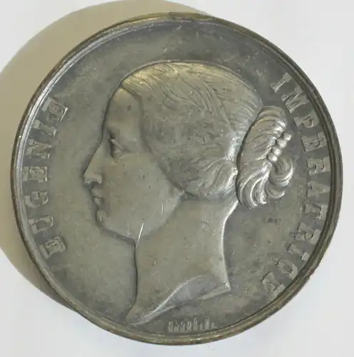 Medaille Eugenie de Imperatrice Palais de L'inaustrie 1855 Frankreich Zinn sf