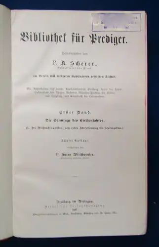 Scherer Bibliothek für Prediger  1-8 komplett 1897 Theologie Christentum js