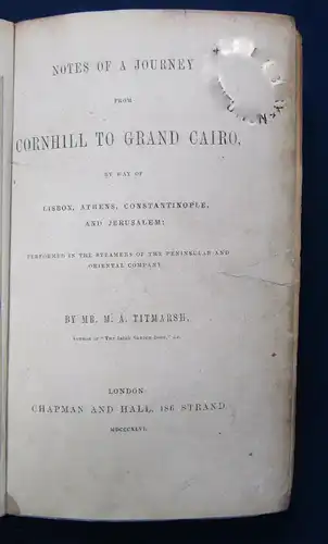 Titmarsh Notes Of a Journey From Cornhill To Grand Cairo 1846  js