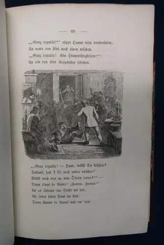 Reuter/ Speckter Hanne Nüte un de lütte Pudel 1865 Bibliophilie Erstauagabe sf