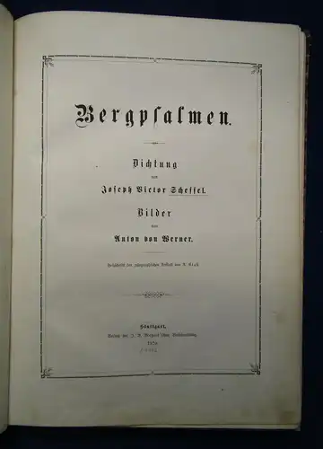 Scheffel Bergpsalmen. Dichtung 1870 Belletristik Versepen Klassiker sf