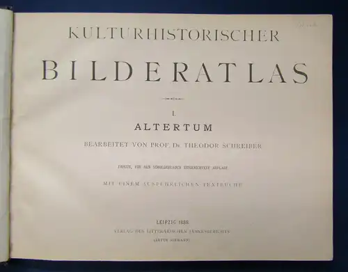 Schreiber Kulturhistorischer Bilderatlas I. Altertum 1888 Kunst Architektur sf