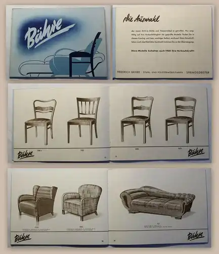 Katalog Bähre Stuhl- und Polstermöbelfabrik Springe Niedersachsen 1938 Stühle xz