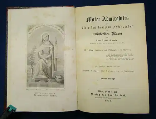 Monnin Mater Admirabilis o. die unbefleckte Maria 1872 Theologie Christentum js