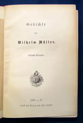 Müller Gedichte 1889 Belletristik Klassiker Weltliteratur Lyrik selten sf