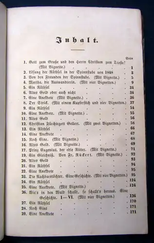 Horn Die Spinnstube (Ein Volksbuch) 4. Jhg 1849 Geschichten Belletristik sf