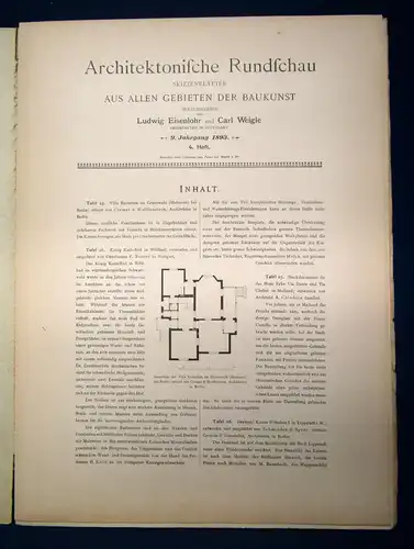 Eisenlohr/ Weigle Architektonische Rundschau 9. Jhg Lieferung 4 1893 Kunst sf