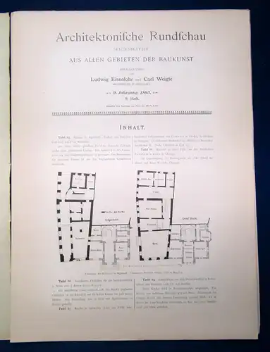 Eisenlohr/ Weigle Architektonische Rundschau 9. Jhg Lieferung 9 1893 Kunst sf