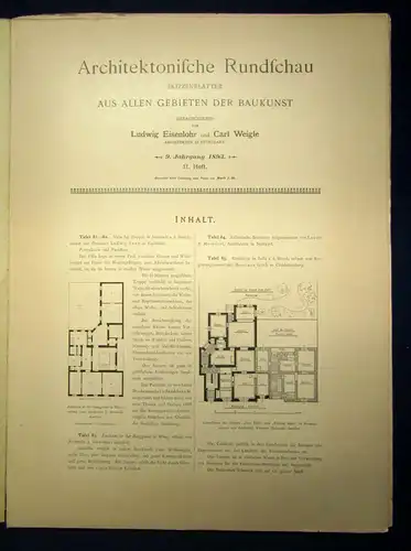 Eisenlohr/ Weigle Architektonische Rundschau 9. Jhg Lieferung 11 1893 Kunst sf