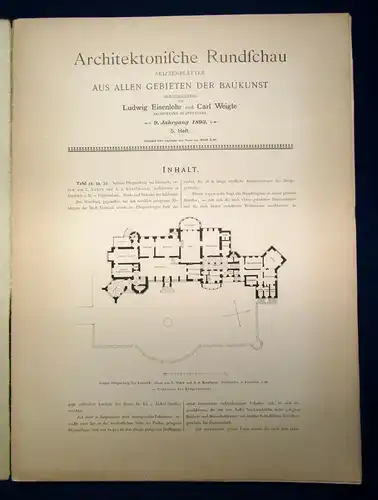 Eisenlohr/ Weigle Architektonische Rundschau 9. Jhg Lieferung 5 1893 Kunst sf