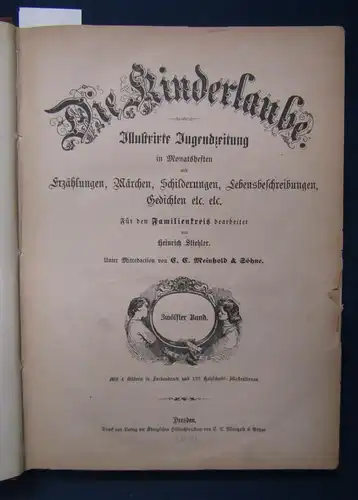 Stiehler Die Kinderlaube Illustrierte Jugendzeitung 12. Bd Jahrgang 1874 js