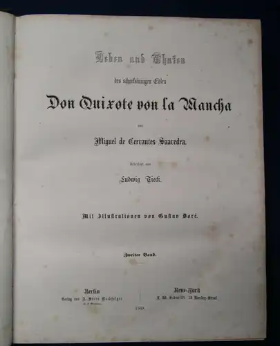 Don Quirote v. La Mancha 2 Bde Leben u. Thaten des scharfsinnigen Edlen 1868  js