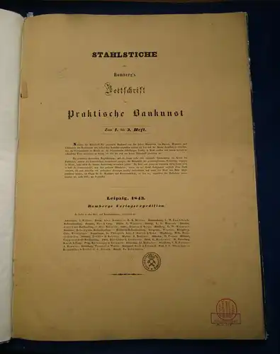 Stahlstiche zu Romberg's Zeitschrift für Praktische Baukunst 1843-1845 sf