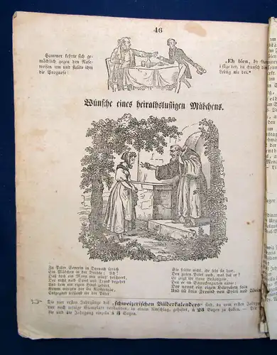 Disteli Schweizerischer Bilderkalender 5. Jahrgang 1843 Kalendarium sf