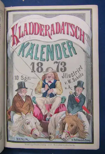 6 Kladderadatsch - Kalender 1872-1877 selten Wochenkalender Humor Satire sf