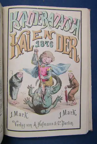 6 Kladderadatsch - Kalender 1872-1877 selten Wochenkalender Humor Satire sf